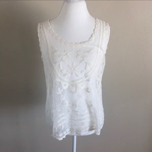 Candie’s Cream Lace Overlay Tank Top